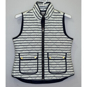 Cambridge Dry Goods Quilted Vest Womens Size XL Blue Stripe Full Zip Pockets NEW